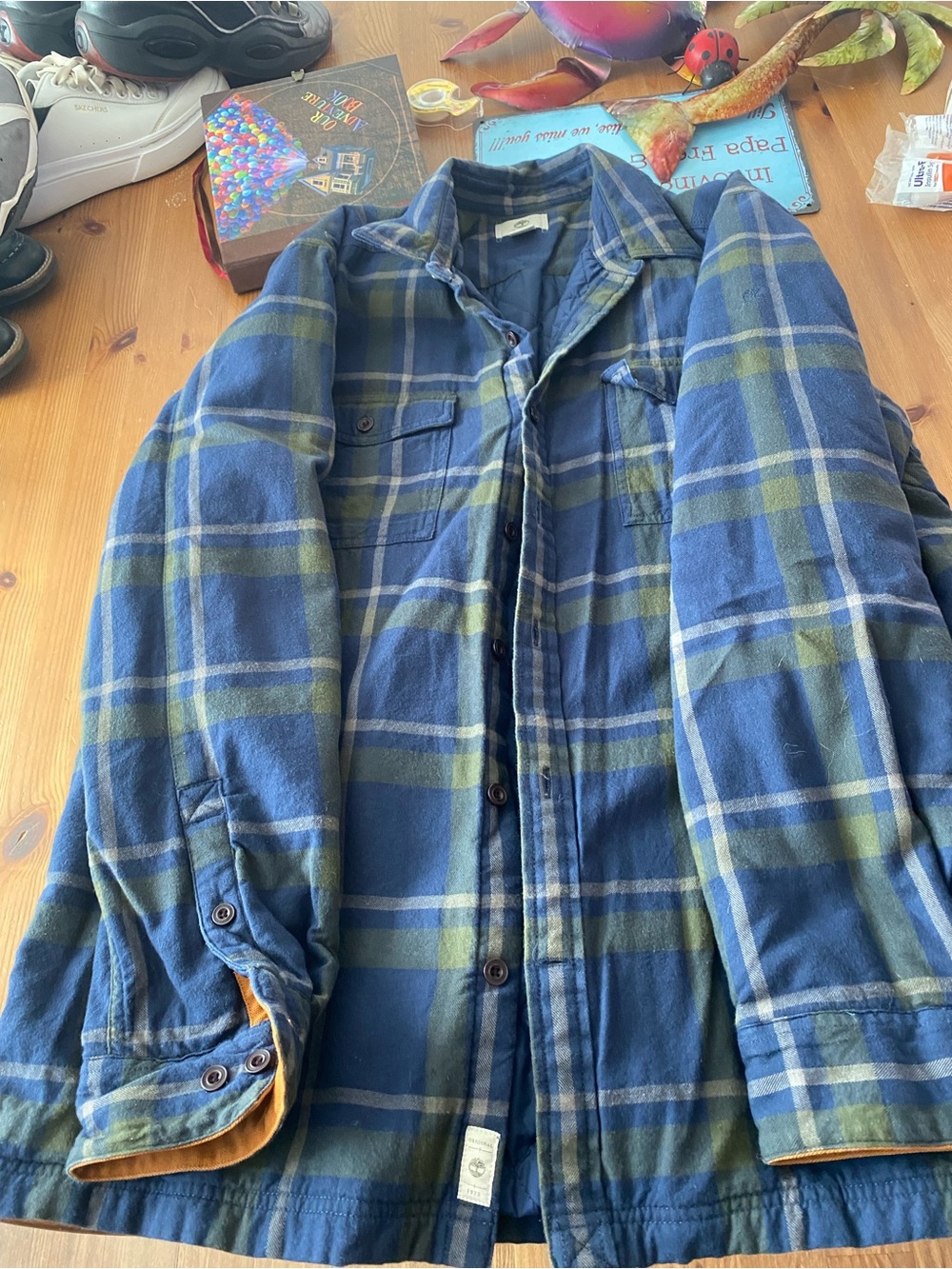 Timberland Blue and Green Plaid Button-Down Shirt
